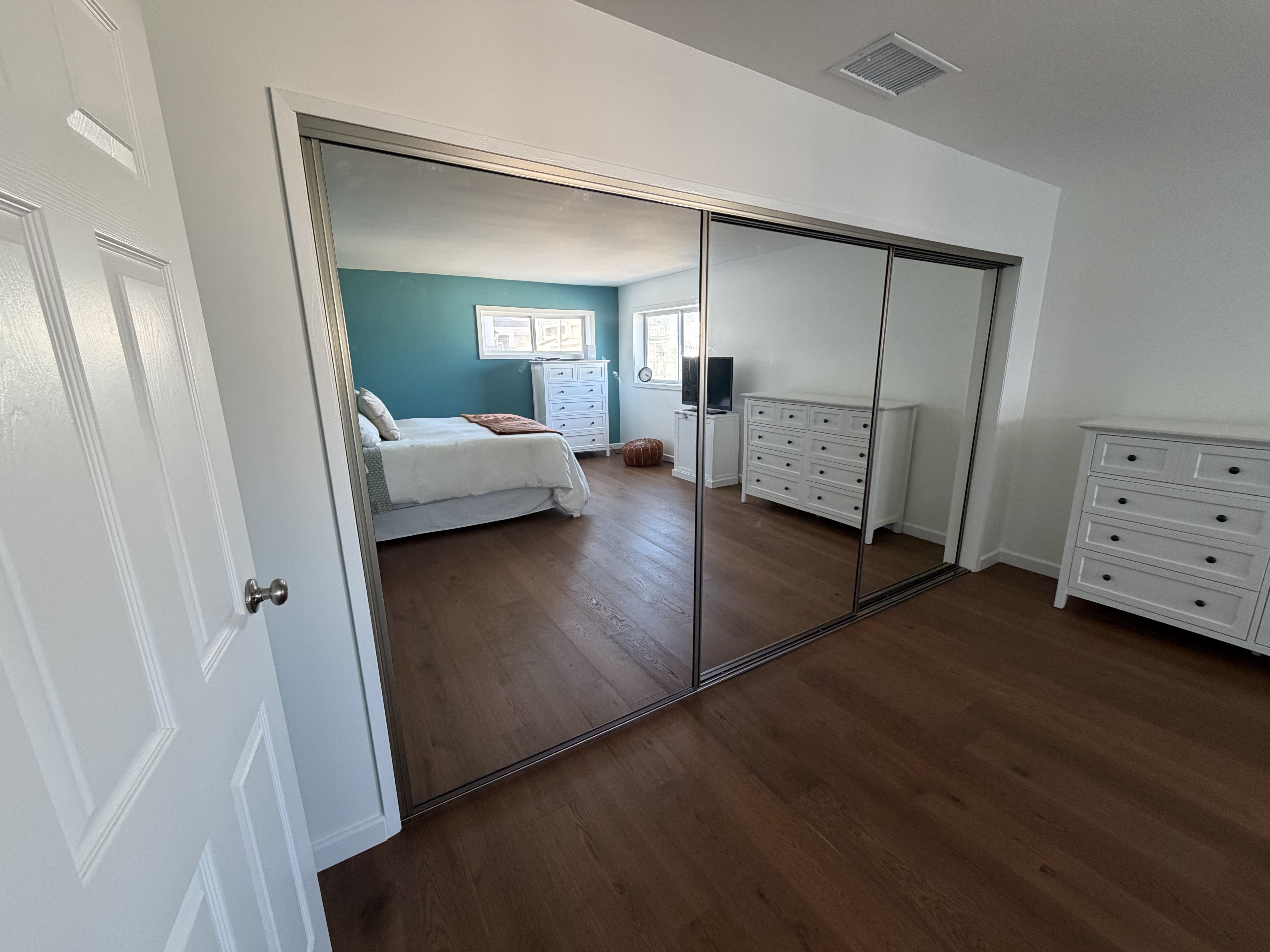 Custom sliding glass closet doors installed by DC Glass