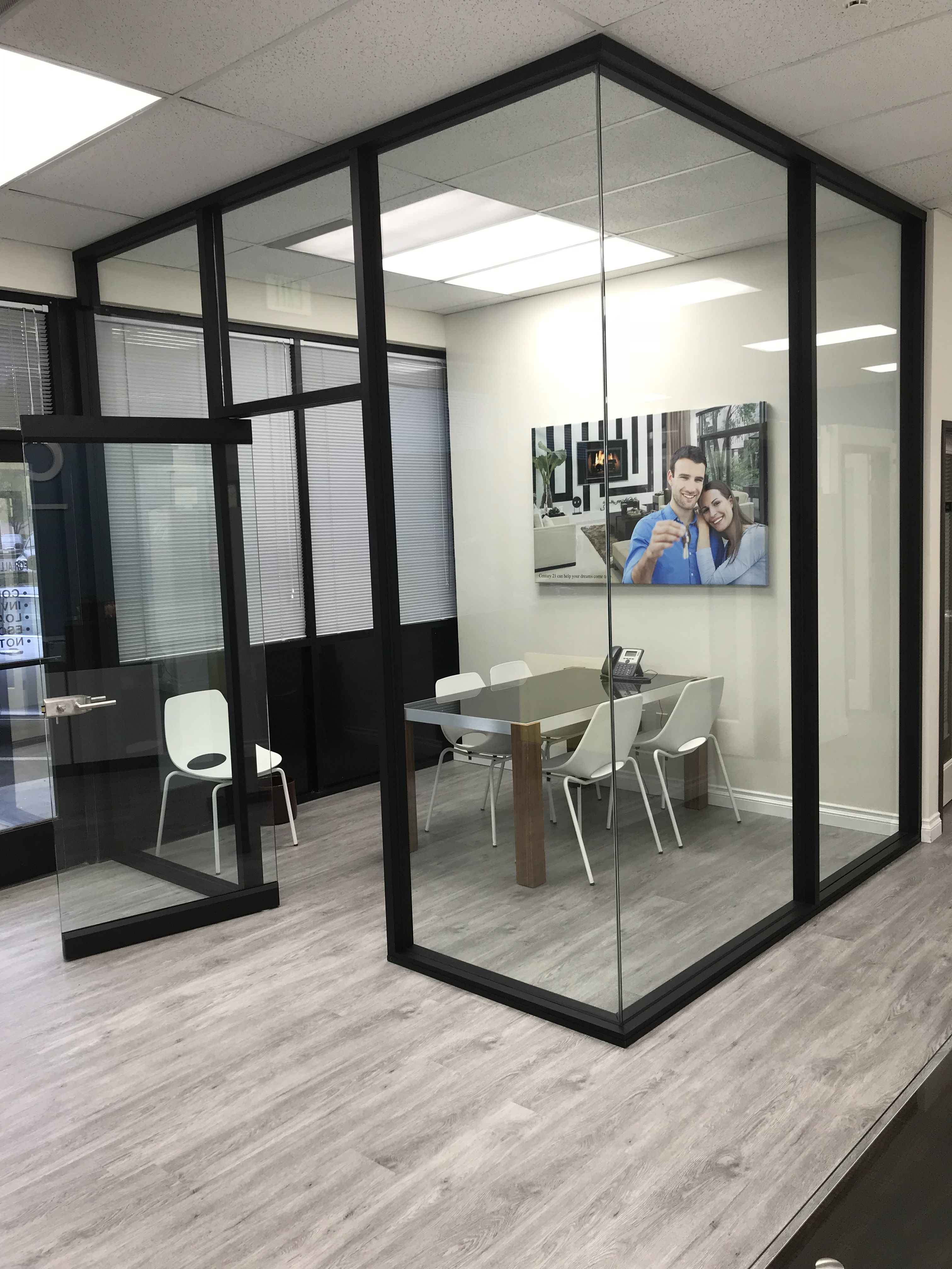 Commercial glass storefront installation